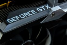 Detailed close-up of a GeForce GTX graphics card showing hardware components.