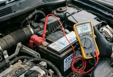Diagnosing car battery draining overnight using a digital multimeter on fuse box