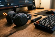 Gaming headset and mechanical keyboard setup for low-latency Discord voice chat
